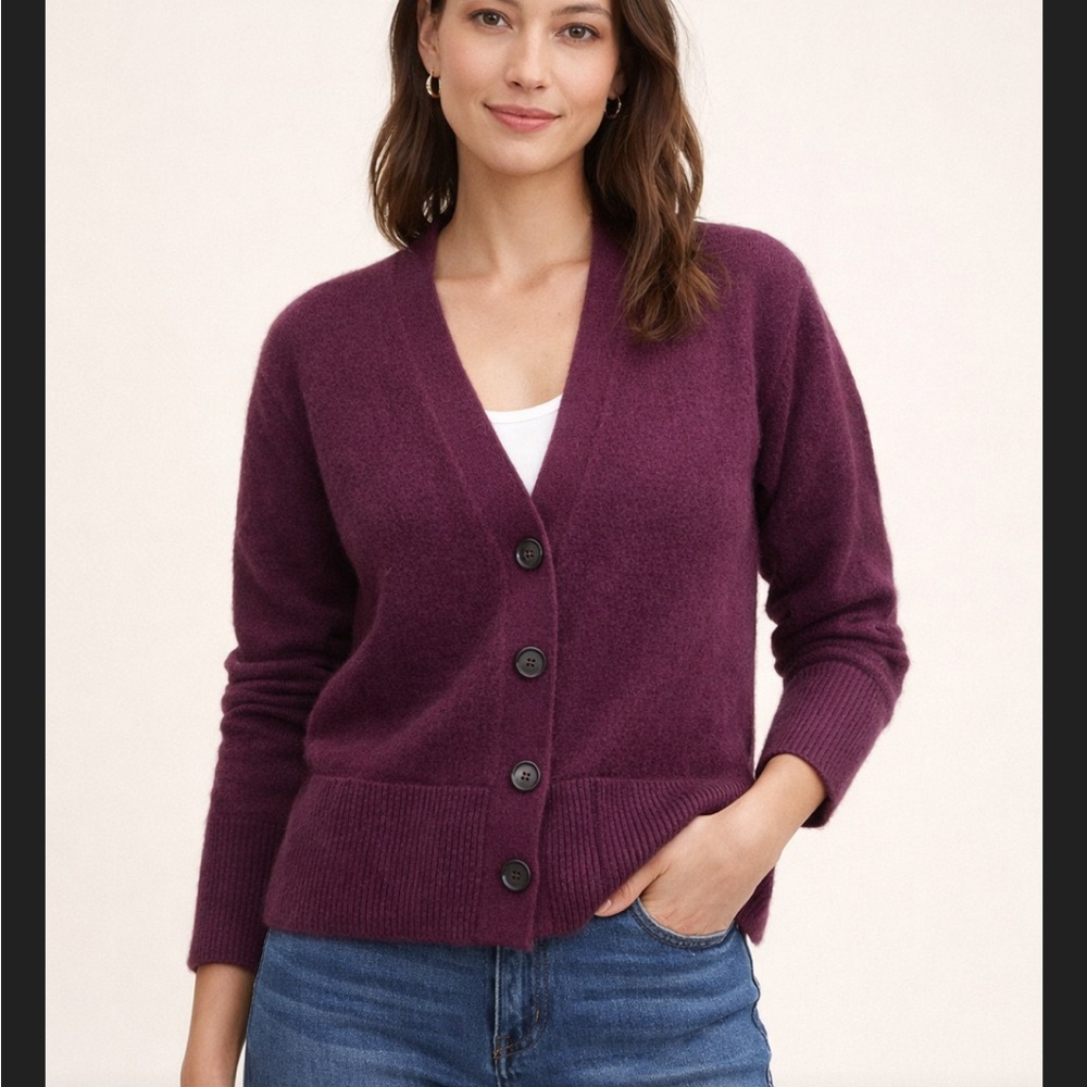 Banana Republic Cashemere Deep Purple Cardigan Sweater